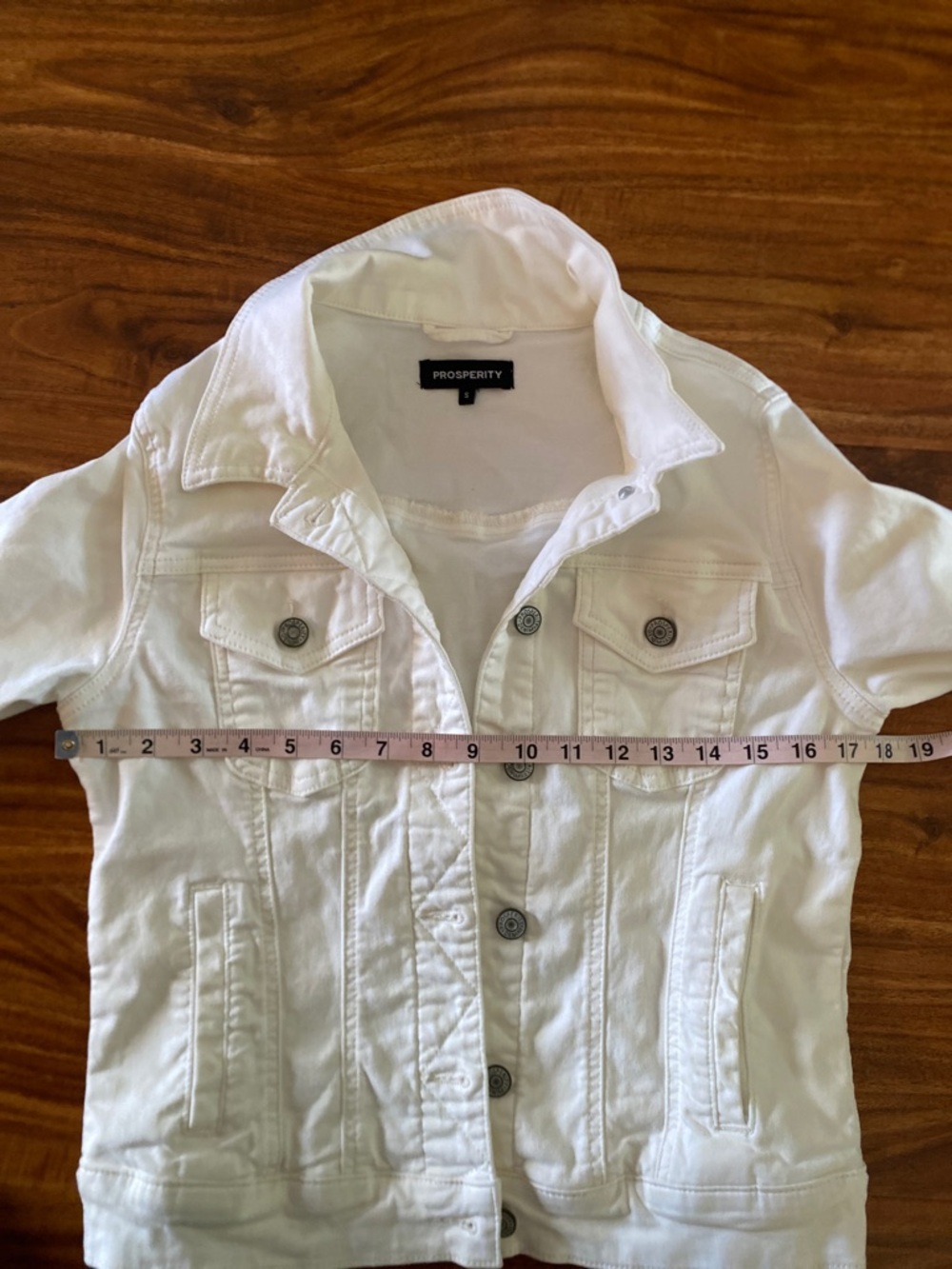 Prosperity Women's White Stretch Denim Jacket Size Small Coastal Cowgirl Casual - Picture 14 of 16